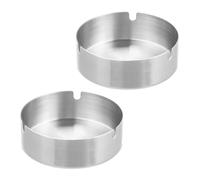Relaxdays Set de 2 ceniceros de acero inoxidable plata