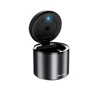 Cenicero Coche con Luz LED, Cenicero con Tapa Antiolores Absorbe Humo Universales, Cenicero Portatil Bonitos Accesorios Interior De Automoción, para Coche, Oficina, Hogar, Exterior (Negro)