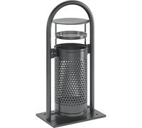 Cenicero combinado con arco tubular y tejadillo VAR, capacidad 65 l, A x H x P 580 x 1160 x 380 mm