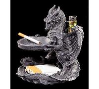 Cenicero con figura de dragón con soporte para encendedor y estante decoración gótica