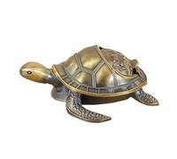 Cenicero creativo de tortuga de 5.3 x 4.9 pulgadas, retro, de metal de alta gama, anticaídas, multifuncional, práctica mesa de centro con tapa, cenicero (2)
