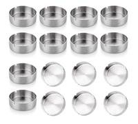 Cenicero de acero inoxidable, 16 piezas, cenicero de sobremesa moderno de 8 cm, cenicero redondo para puros, para oficinas en casa, hoteles, restaurantes, uso interior y exterior.