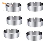 Cenicero de Acero Inoxidable, 6 Piezas Cenicero Portátil, Ceniceros de Redondo Cigarrillos, Para uso en restaurantes, bares, dormitorios, exteriores