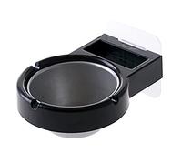 Cenicero de baño montado en la Pared, cenicero con Ventosa, Soporte de Almacenamiento de cenicero de Forma Redonda de Acero Inoxidable, Caja de Cigarrillos para Colgar en el Inodoro, Negro