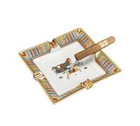 Cenicero de cerámica Cenicero de cigarros cerámica con cuatro ranuras, soporte bandeja grabado patrón Retro, decoración dedicada(Color 1)