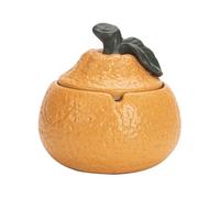 Cenicero de cerámica Cenicero naranja a prueba de viento, escritorio doméstico, mesa té, oficina, gran capacidad(Yellow)