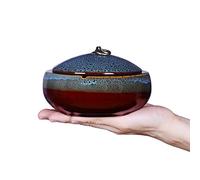 Cenicero de cerámica con tapas, resistente al viento, para uso en interiores o exteriores, soporte para cenizas para fumadores, cenicero de escritorio, para decoración del hogar y la oficina (azul-x)
