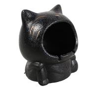Cenicero de cerámica, for cenicero con forma gato gran capacidad y versátil, soporte negro for uso en exteriores balcones