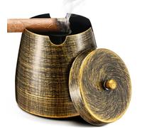 Cenicero de cigarros con tapa para exteriores, patio, hogar, decoración retro, cenicero grande resistente al viento, accesorios para cigarros, regalo para hombres, papá, marido, novio (XL)