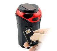 Cenicero de coche con encendedor extraíble y LED de luz azul y tapa, desmontable y portátil (Clásico Rojo)