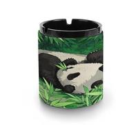 Cenicero de coche con estampado de panda de dibujos animados, resistente al viento, adecuado para sala de estar, dormitorio, sala de conferencias, oficina y decoración interior del coche