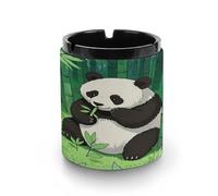 Cenicero de coche con estampado de panda de dibujos animados, resistente al viento, adecuado para sala de estar, dormitorio, sala de conferencias, oficina y decoración interior del coche