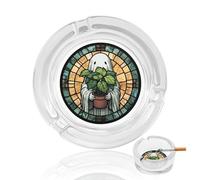 Cenicero de cristal blanco con diseño de fantasmas para cigarrillos, ceniceros decorativos portátiles para decoración del hogar y la oficina
