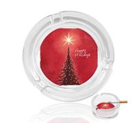 Cenicero de cristal brillante con estrella para árbol de Navidad para cigarrillos, ceniceros decorativos portátiles para decoración del hogar y la oficina