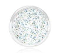 Cenicero de cristal con estampado botánico de pequeñas flores azules dispersas para cigarrillos. Estuche para ceniceros para decoración del hogar y la oficina.