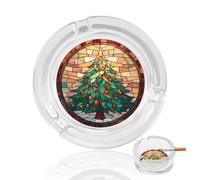 Cenicero de cristal con forma de árbol de Navidad para cigarrillos, ceniceros decorativos portátiles para decoración del hogar y la oficina