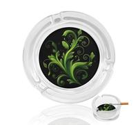 Cenicero de cristal con forma de vid verde para cigarrillos, ceniceros decorativos portátiles para decoración del hogar y la oficina