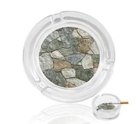 Cenicero de cristal con paredes de piedra de colores gris y verde para cigarrillos, ceniceros decorativos portátiles para decoración del hogar y la oficina