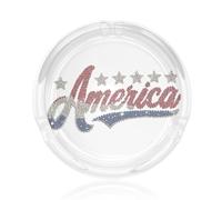 Cenicero de cristal con texto de diamantes de imitación brillantes y la palabra "America" para cigarrillos. Estuche para ceniceros para decoración del hogar y la oficina.