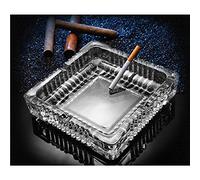 Cenicero de cristal grande de 7 x 7 pulgadas, cenicero cuadrado para cigarrillos y cigarros, para decoración del hogar, oficina, patio, balcón, uso al aire libre