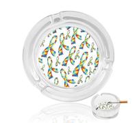 Cenicero de cristal moderno, decorativo y portátil con lazos de concienciación sobre el autismo, apto para uso en interiores y exteriores.