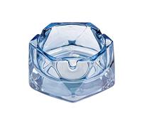 Cenicero de cristal para cigarrillos, cenicero de mesa y decoración moderna para el hogar, oficina, bar, restaurante, interior y exterior (azul tamaño pequeño)