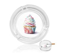 Cenicero de cristal para cupcakes de acuarela vibrante para cigarrillos, bandejas decorativas portátiles para decoración del hogar y la oficina