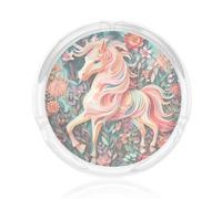 Cenicero de cristal portátil de unicornio con corte de papel rosa, adecuado para uso en interiores y exteriores, ideal para fumar en la mesa.