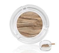 Cenicero de cristal seco con superficie de madera natural para cigarrillos, ceniceros decorativos portátiles para decoración del hogar y la oficina