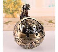 Cenicero de decoración del hogar Feng Shui, Accesorios de Oficina de Escritorio Retro, cenicero Vintage de Metal portátil con Tapa Deslizante, sin olo