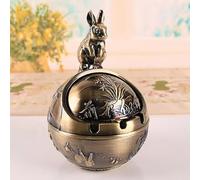 Cenicero de decoración del hogar Feng Shui, Accesorios de Oficina de Escritorio Retro, cenicero Vintage de Metal portátil con Tapa Deslizante, sin olo