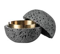 Cenicero de hormigón con tapa coche a prueba olores sin humo interior bandeja extraíble 3 ranuras antideslizante a viento para fumadores blanco