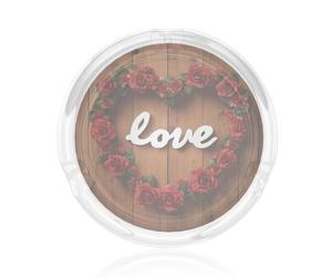 Cenicero de madera y cristal con rosas rojas en forma de corazón y la palabra "Amor" para cigarrillos. Estuche para ceniceros para decoración del hogar y la oficina.