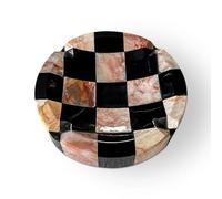 Cenicero de mármol a cuadros rosa negro decoración regalo colección Checkered Pink and Black Marble Ashtray Ø 8 cm