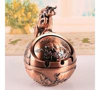 Cenicero de Metal portátil con Tapa Deslizante, Estilo Feng Shui, para decoración del hogar, Estilo Retro Vintage, para Escritorio, Oficina, sin olore