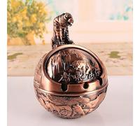 Cenicero de Metal portátil con Tapa Deslizante, Estilo Feng Shui, para decoración del hogar, Estilo Retro Vintage, para Escritorio, Oficina, sin olore