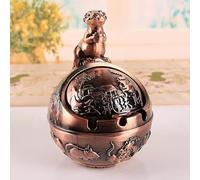 Cenicero de Metal portátil con Tapa Deslizante, Estilo Feng Shui, para decoración del hogar, Estilo Retro Vintage, para Escritorio, Oficina, sin olore