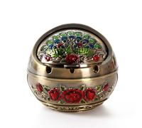 Cenicero de Metal Vintage Cortavientos con Relieve de Pavo Real - Cenicero de Mesa para Salón, Oficina, Estudio - Regalo Ideal para Hombres (A)