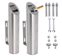 Cenicero de Pared de Acero Inoxidable 2 Piezas, Cenicero Redondo de Pared para Exterior con Cerradura, Cenicero de Pared para Hotel, Oficina o Balcón (Plata)