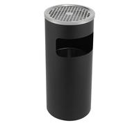 Cenicero de pie para exteriores, cubo de basura con cenicero, acero inoxidable 201 con rejilla de extinción, 30 l de gran volumen, revestimiento de polvo negro, resistente al fuego para jardín, hotel