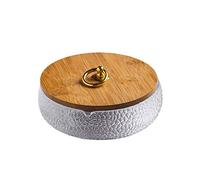 Cenicero de vidrio Inicio Tabla de café Oficina Decoración de escritorio Cubierta de bambú Ashtray 5,70 pulgadas Regalo for fumadores Cenicero de cigarrillos(C)