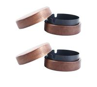 Cenicero de viento de madera, cenicero con tapa, cenicero, resistente al viento, a prueba de olores, se aplica a bar, oficina, sala de estar, fiesta, (negro, paquete de 2)