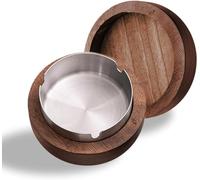 Cenicero de viento de madera, cenicero, resistente al viento, inodoro, cenicero con tapa, aplicar a fiestas, bar, oficina, salón (plata)