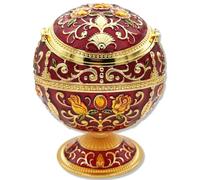 Cenicero Decorativo Vintage Estilo Europeo con Tapa - Cenicero Metálico Cortavientos para Decoración de Hogar y Oficina Interior Exterior - Idea de Regalo Única para Fumadores y No Fumadores (C)