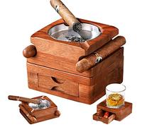Cenicero Desmontable para Whisky y Puros, Cenicero de Madera con Cajón y Ranura, Ceniceros para Casa, Ceniceros al Aire Libre, para Almacenar Cigarros, Cigarros de Descanso, Accesorios de Cigarros