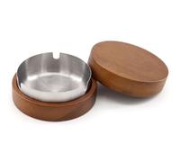 Cenicero Exterior,Cenicero de Madera con Tapa,Con Inserto De Acero Inoxidable,Cenicero Portatil,Para El Hogar Jardín Bar Restaurante Oficina Hotel