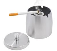 Cenicero Exterior de Acero Inoxidable con Tapa - Cenicero Con Tapa Cortavientos, Cortavientos, Antiolores, Antideslizante, Impermeable para Balcón, Terraza, Fiestas, Bares, Hogar y Oficina