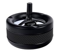 Cenicero giratorio de 13 cm de diámetro, metal negro mate con banda de PVC con aspecto de carbono, bandeja giratoria.