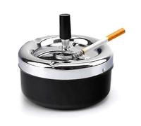 Cenicero giratorio extragrande cromado sin cenizas | Cenicero de exterior resistente al viento de alta calidad