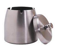 Cenicero grande para cigarrillos con tapa, acero inoxidable, sin humo, inodoro, resistente al viento, para mesa de oficina en casa, patio, balcón (4 x 4 x 4 pulgadas)